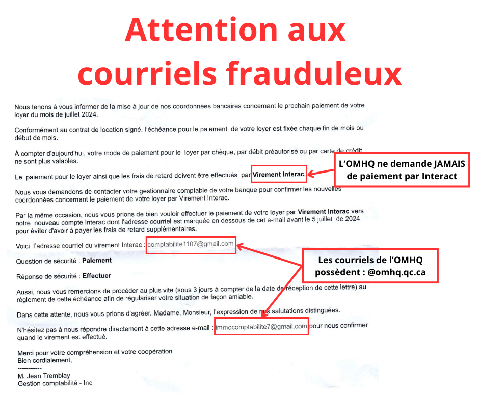 Attention aux courriels frauduleux